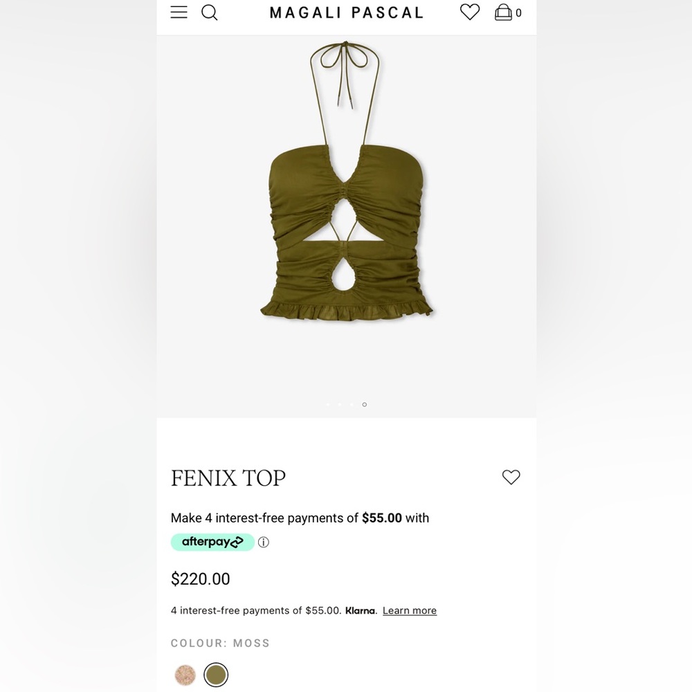 NWT Magali Pascal Fenix Halter criss cross strappy tie crop top tank Moss green - Picture 5 of 13